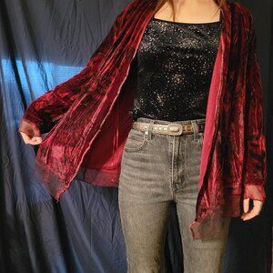 Style&Co Whimsigoth Flowy Cardgan Red